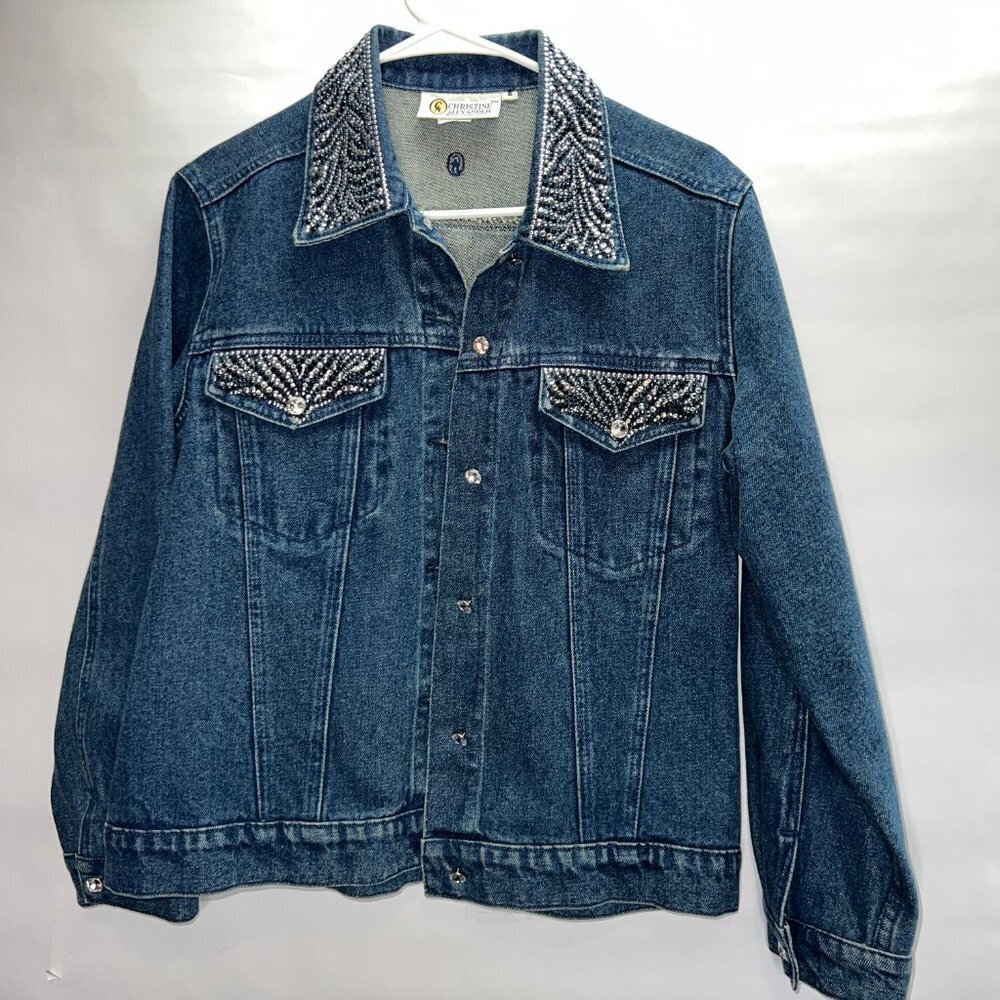 VINTAGE 90's Christine Alexander Bling Denim Jacket S